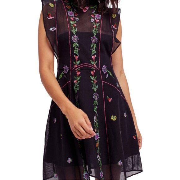 NWT Never Worn - Size 12 - Free People Embroidered Illusion Dress - Boho Chic - Picture 1 of 11
